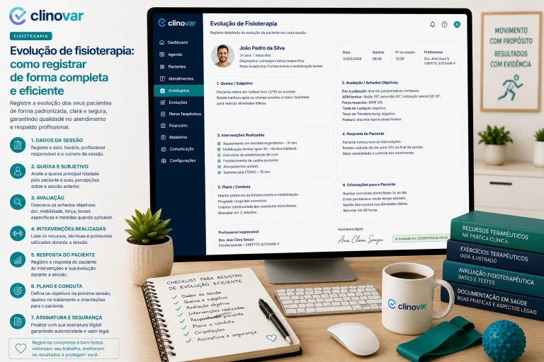 Evolução de fisioterapia: como registrar sessão a sessão
