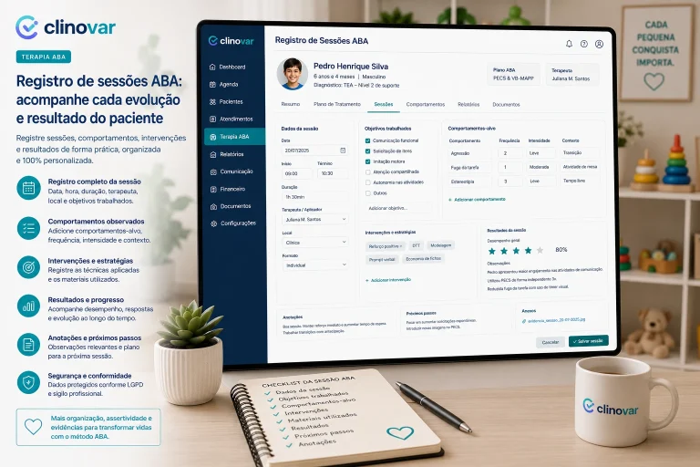 Registro de sessões ABA: programas, evolução e o que mostrar às famílias